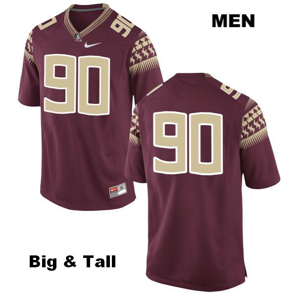 Men's NCAA Nike Florida State Seminoles #90 Demarcus Christmas College Big & Tall No Name Red Stitched Authentic Football Jersey HRP0569IZ